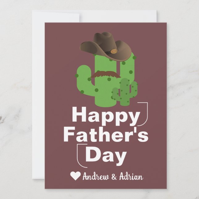 simple father's day, cactus shirt cowboy Moustache Holiday Card (Front)