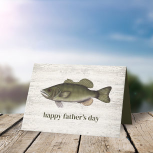 Simple Father's Day Vintage Rustic Fishing Bass Card