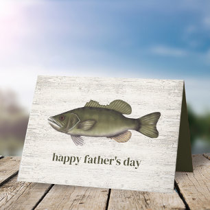 Simple Father's Day Vintage Rustic Fishing Bass Card