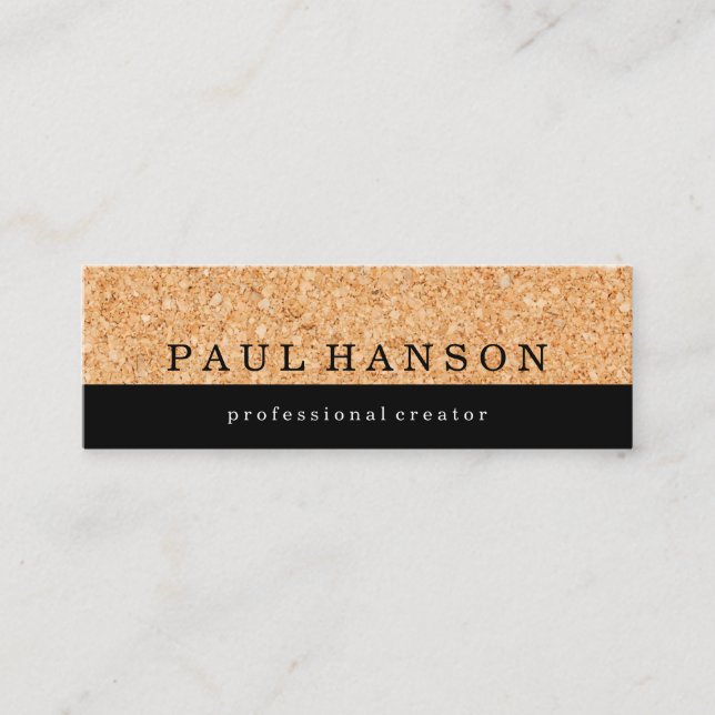Simple Faux Cork Print Mini Business Card (Front)