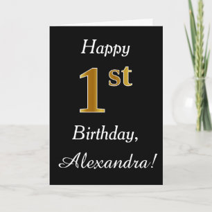 Simple Faux Gold 1st Birthday + Custom Name Card