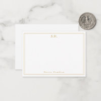 Simple Faux Gold 2 Monogram Name Minimal Border