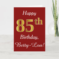 Simple Faux Gold 85th Birthday + Custom Name Card