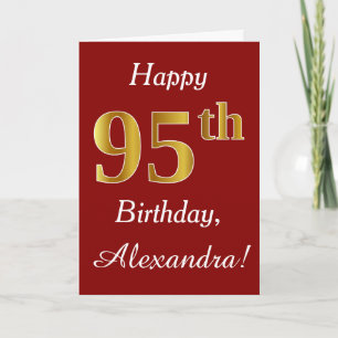 Simple Faux Gold 95th Birthday + Custom Name Card