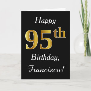 Simple Faux Gold 95th Birthday + Custom Name Card