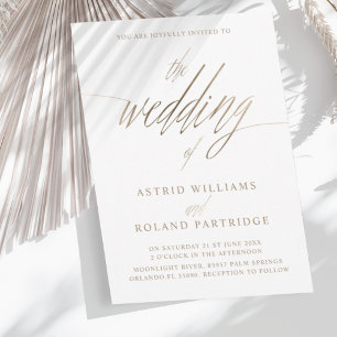 Simple Faux Gold Calligraphy the Wedding of Invitation