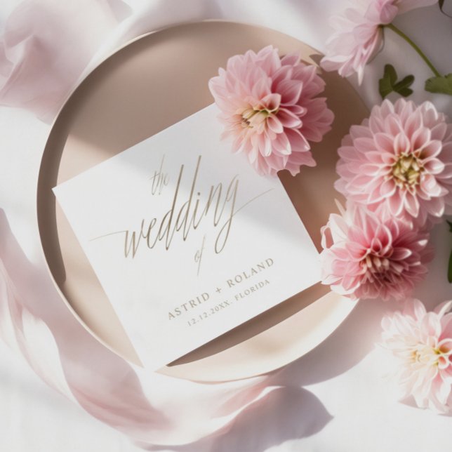 Simple Faux Gold Calligraphy the Wedding of Napkin (Creator Uploaded)