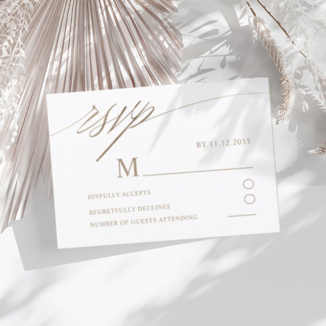 Simple Faux Gold Calligraphy Wedding RSVP  (Creator Uploaded)