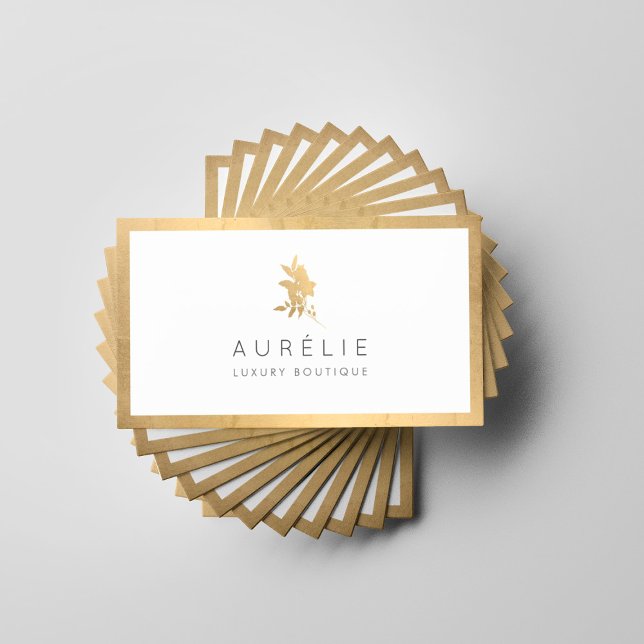 Simple Faux Gold Floral Luxury Boutique Business Card (Creator Uploaded)