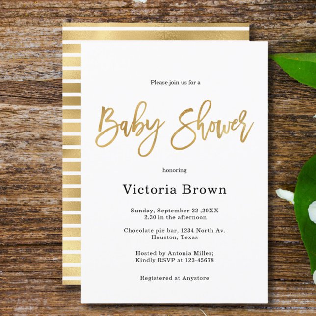Simple faux Gold Gender Neutral Baby Shower  Invitation (Creator Uploaded)