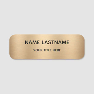 Simple Faux Gold Personalised Safety Pin or Magnet Name Tag