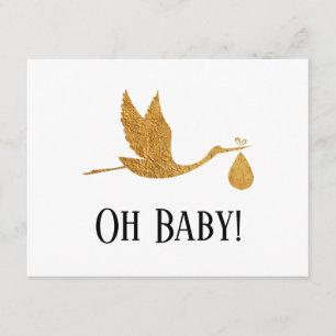 Simple Faux Gold Stork Gift Registry Enclosure Card