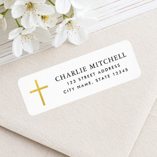 Simple faux golden gradient cross return address label