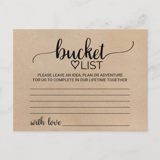 Simple Faux Kraft Calligraphy Bucket List Cards (Front)
