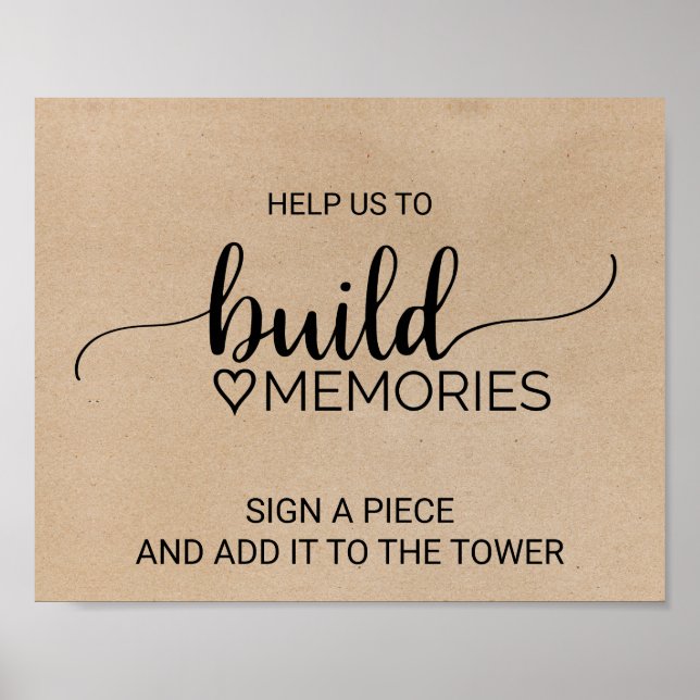 Simple Faux Kraft Calligraphy Build Memories Poster (Front)