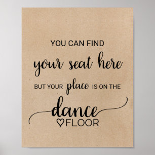 Simple Faux Kraft Calligraphy Dance Floor Sign