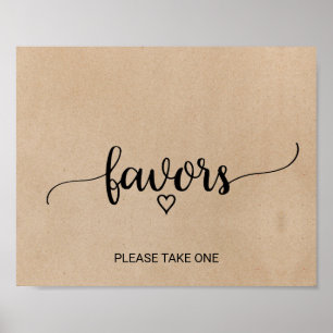 Simple Faux Kraft Calligraphy Favors Poster