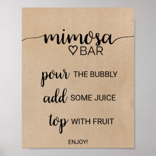 Simple Faux Kraft Calligraphy Mimosa Bar Sign