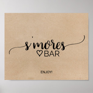 Simple Faux Kraft Calligraphy S'mores Bar Sign