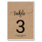 Simple Faux Kraft Calligraphy Wedding Table Number