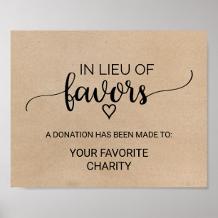 Simple Faux Kraft In Lieu Of Favours Sign