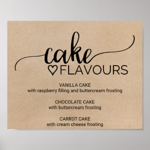 Simple Faux Kraft Wedding Cake Flavour Sign