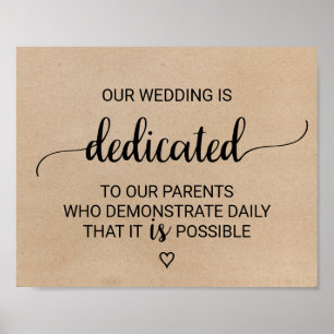 Simple Faux Kraft Wedding Dedication Sign