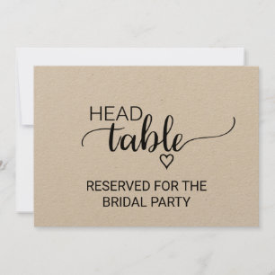 Simple Faux Kraft Wedding Head Table Sign Invitation