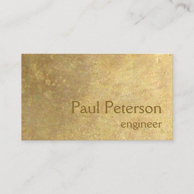 Simple Faux Metal Brass Business Card (Front)