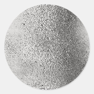 Simple Faux Metallic Silver. Classic Round Sticker