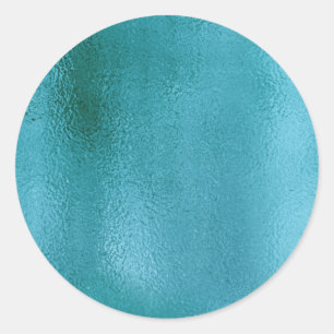 Simple Faux Metallic Teal. Classic Round Sticker
