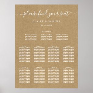 Simple Faux Rustic Kraft Wedding Seating Chart