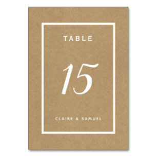 Simple Faux Rustic Kraft Wedding Table Number