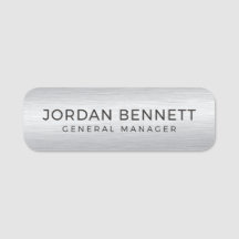 Simple Faux Silver Title Employee Magnetic