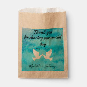 Simple favour bags. Wedding theme. Doves, blue bac Bag