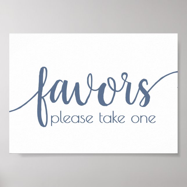 Simple Favours | Dusty Blue Wedding Party Event Poster (Front)