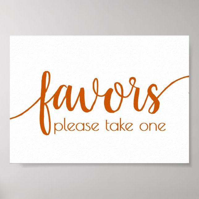Simple Favours | Fall Orange Wedding Party Event Poster (Front)