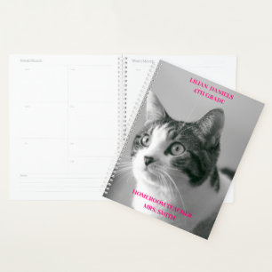 Simple feline Black and white cat planner