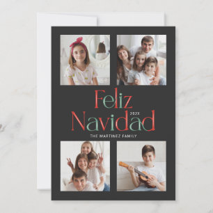 Simple Feliz Navidad Black White Red Card