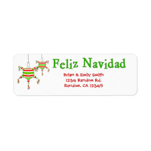 Simple Feliz Navidad piñata return labels