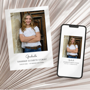 Simple Femine Graduation Announcment Leaves Invitation