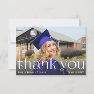 Simple Feminine Graduation Full-Photo Thank You Card