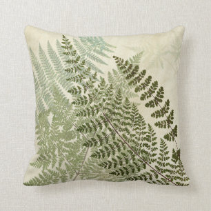 Simple Ferns Leaves Layered Throw Pillow