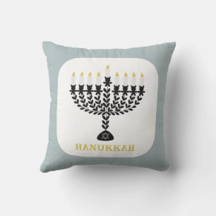 Simple Festival of Lights Menorah Hanukkah Cushion