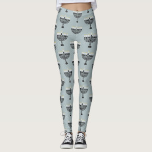 Simple Festival of Lights Menorah Hanukkah Leggings