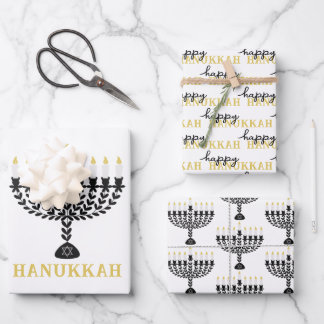 Simple Festival of Lights Menorah Hanukkah Wrapping Paper Sheet
