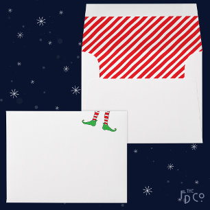 Simple Festive Elf Legs Candy Cane Striped Inside Envelope