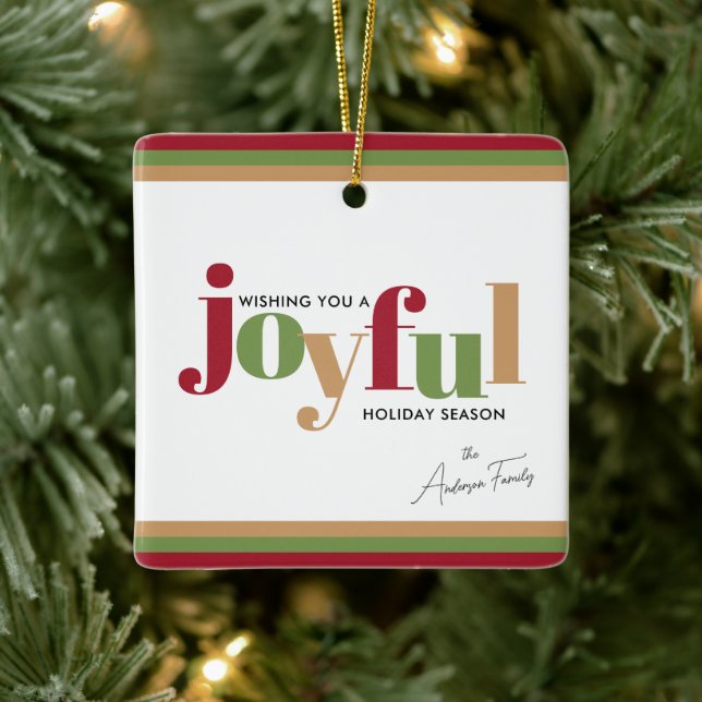 Simple Festive Joyful Christmas Ceramic Ornament (Tree)