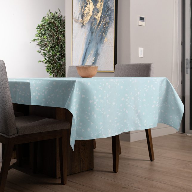 Simple Festive Light Blue White Speckled Dots Tablecloth (Blue and white snow speckles pattern festive tablecloth. )