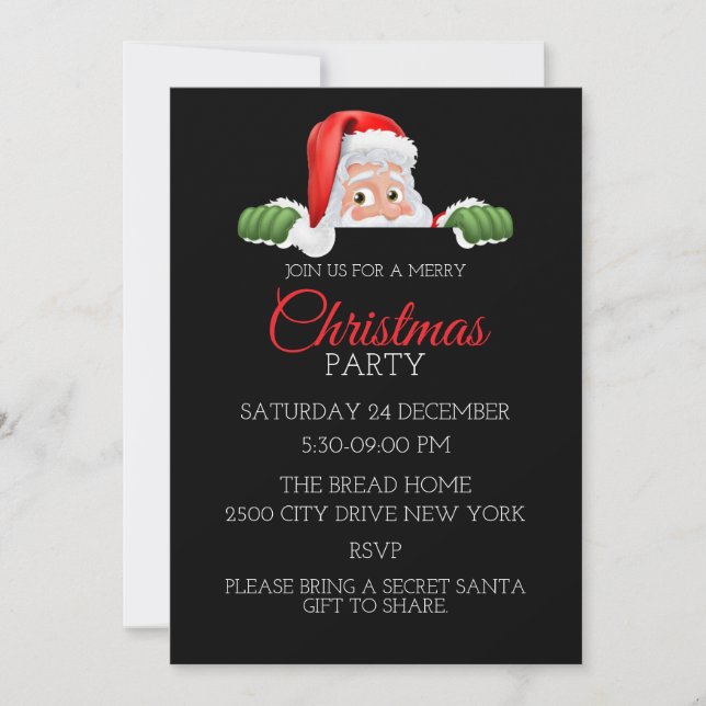 simple festive santa christmas invitations modern  (Front)